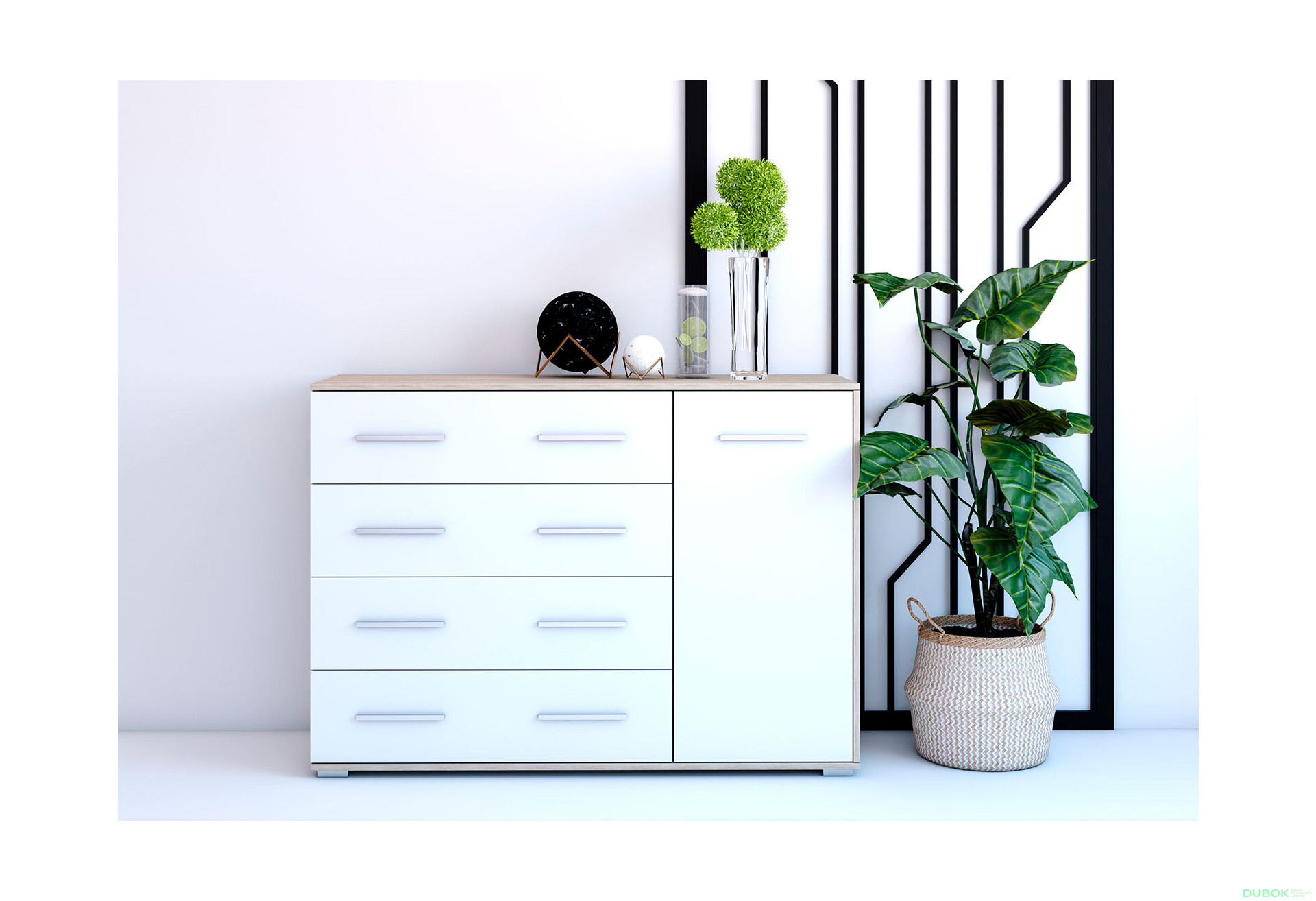 Fotografia 2 - Komoda Frida 02 135 1D4S dub sonoma / biely