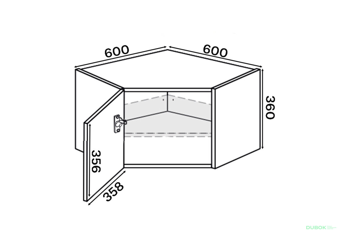 Fotografia 2 - Vrchný roh V 45°/360 1 dvere Pro Blum ľavý Millenium Premium