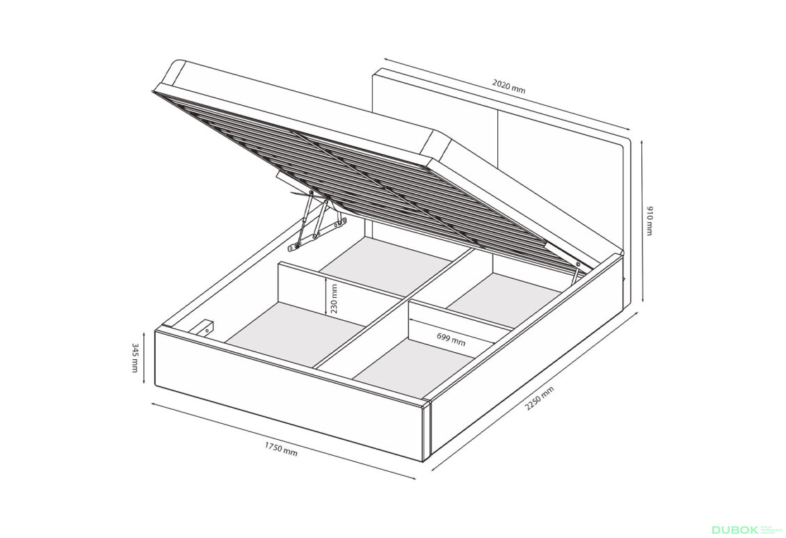 Fotografia 7 - Posteľ 1,6x2,0 s výklopným roštom, grafit (Royal Velvet 21) Duo