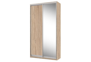 Skriňa 2D 1200x600x2400, DTD + zrkadlo, Svetlý dub sonoma