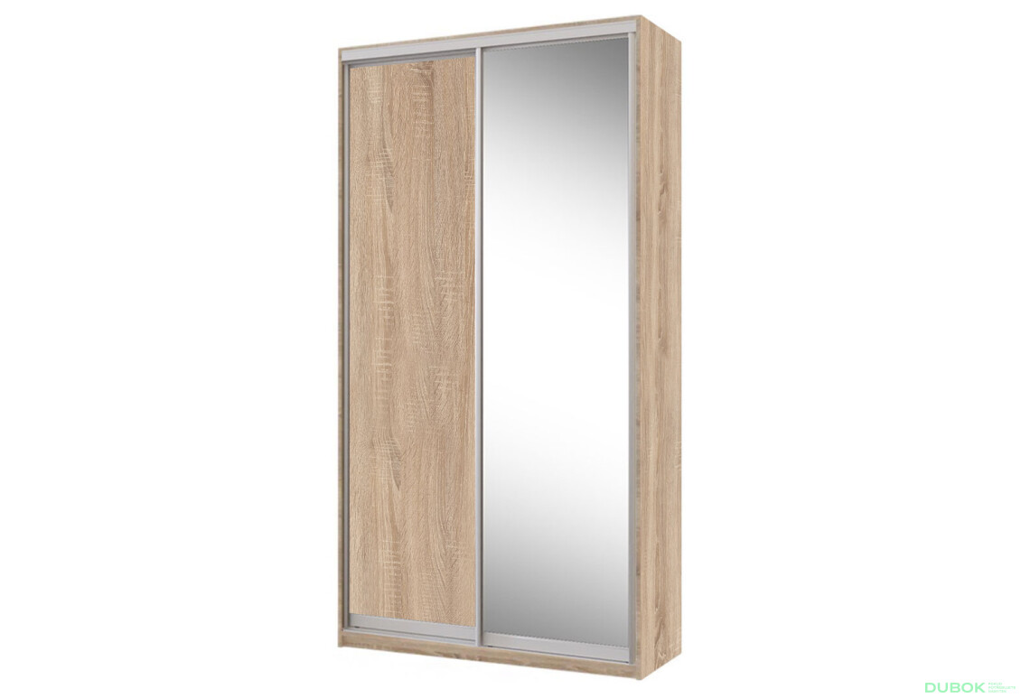 Skriňa s posuvnými dverami Komforto 1 zrkadlová + 1 DTD 120x240x60 cm Dub sonoma