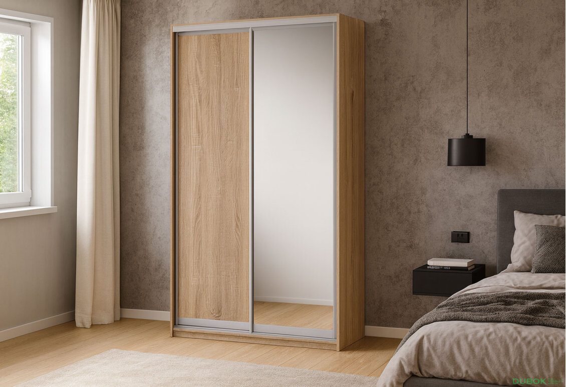 Fotografia 4 - Skriňa 2D 1200x600x2400, DTD + zrkadlo, Svetlý dub sonoma