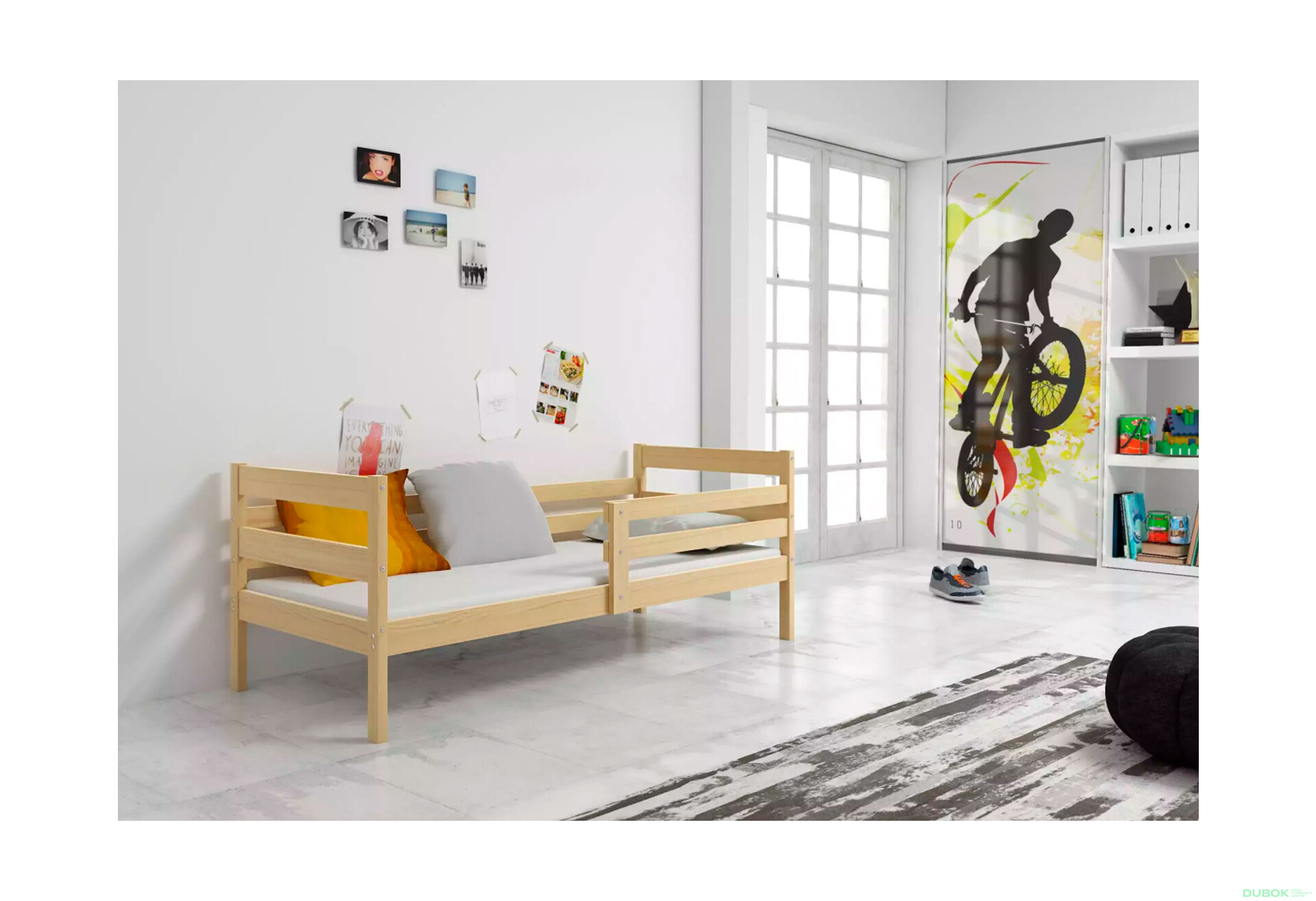 Fotografia 4 - Posteľ Eryk borovice 80x190 cm s roštom, matracom