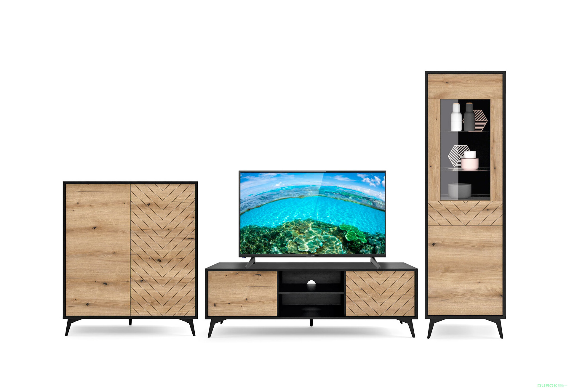 Fotografia 1 - Obývacia zostava 3.1 m TV evoke dub / čierna Diamond