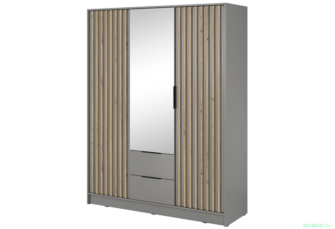 Skriňa 3D so zrkadlom šedá Nelly - Fotografia 1 Fotografia 1 - Skriňa 3D so zrkadlom šedá Nelly