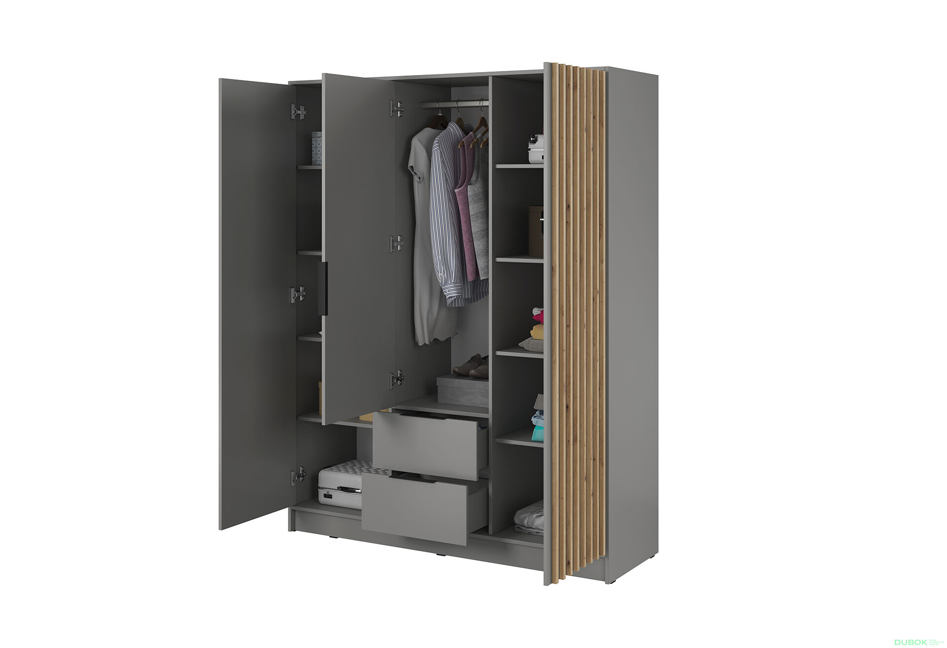 Skriňa 3D so zrkadlom šedá Nelly - Fotografia 3 Fotografia 3 - Skriňa 3D so zrkadlom šedá Nelly