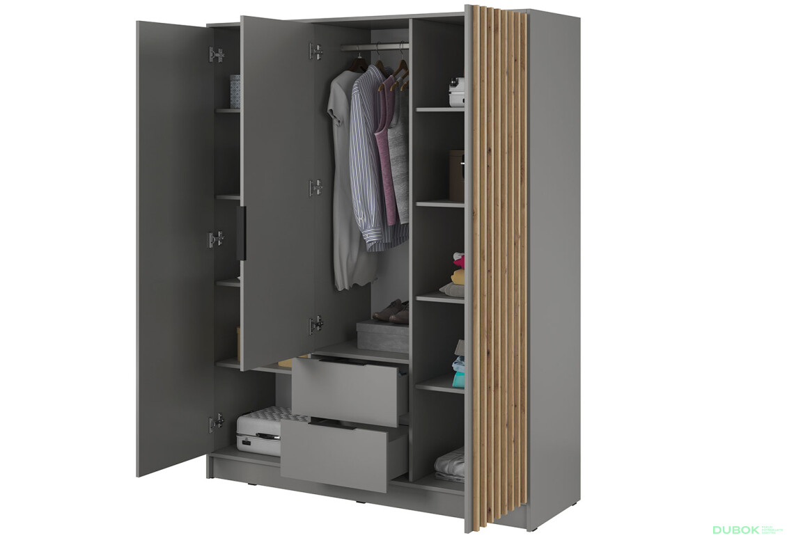 Skriňa 3D so zrkadlom šedá Nelly - Fotografia 3 Fotografia 3 - Skriňa 3D so zrkadlom šedá Nelly