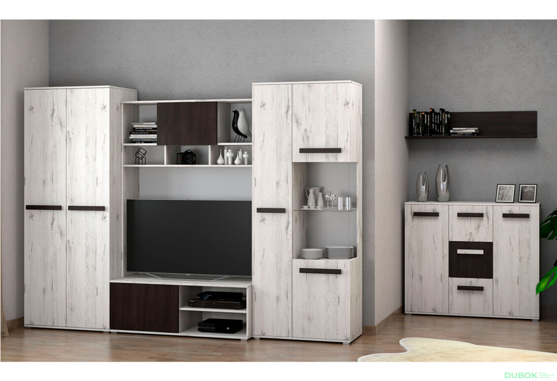 Viva + komoda dub craft biely