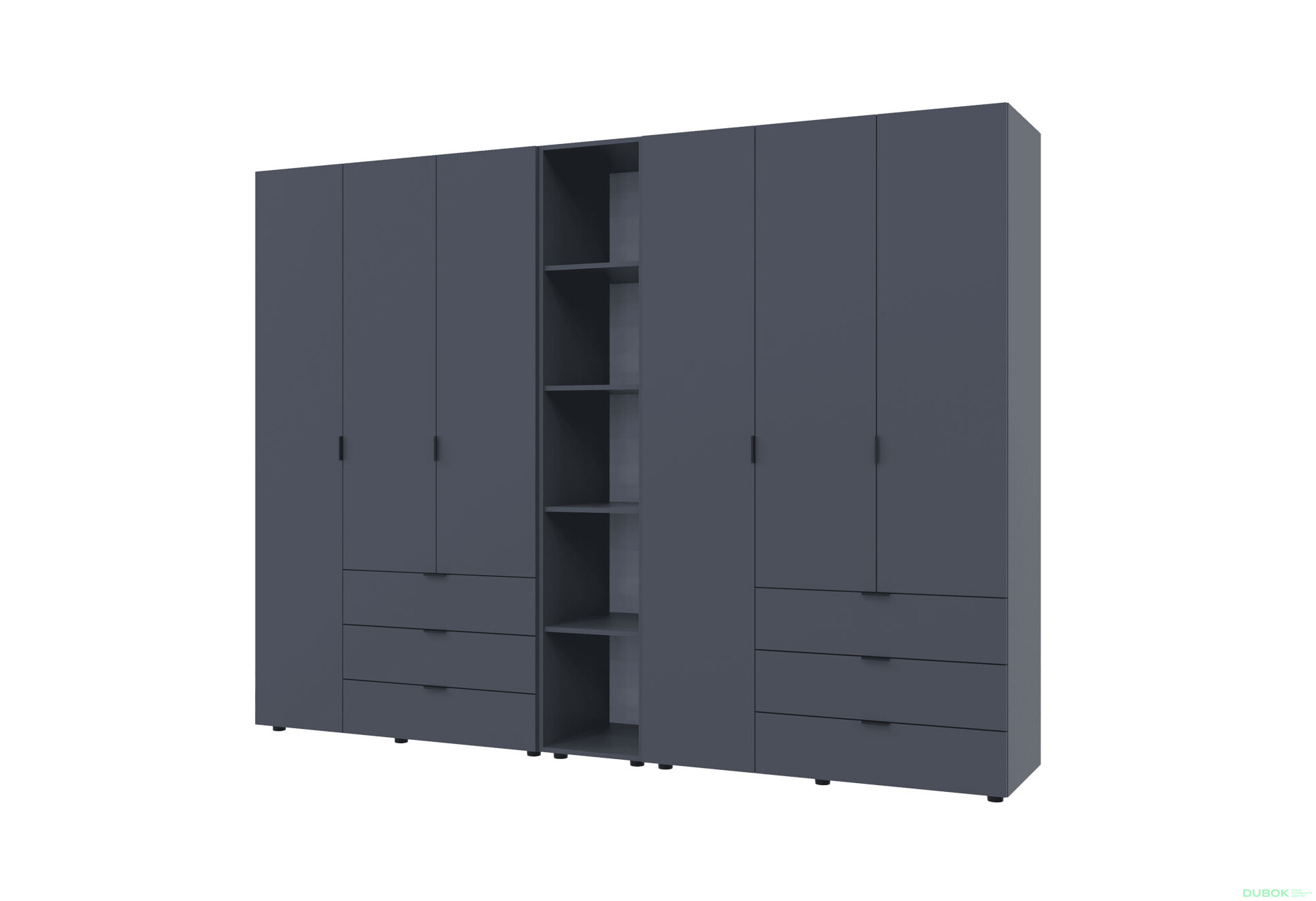 Skriňa šesťdverová s regálom Gelar 271 cm Grafit - Fotografia 1 Fotografia 1 - Skriňa šesťdverová s regálom Gelar 271 cm Grafit