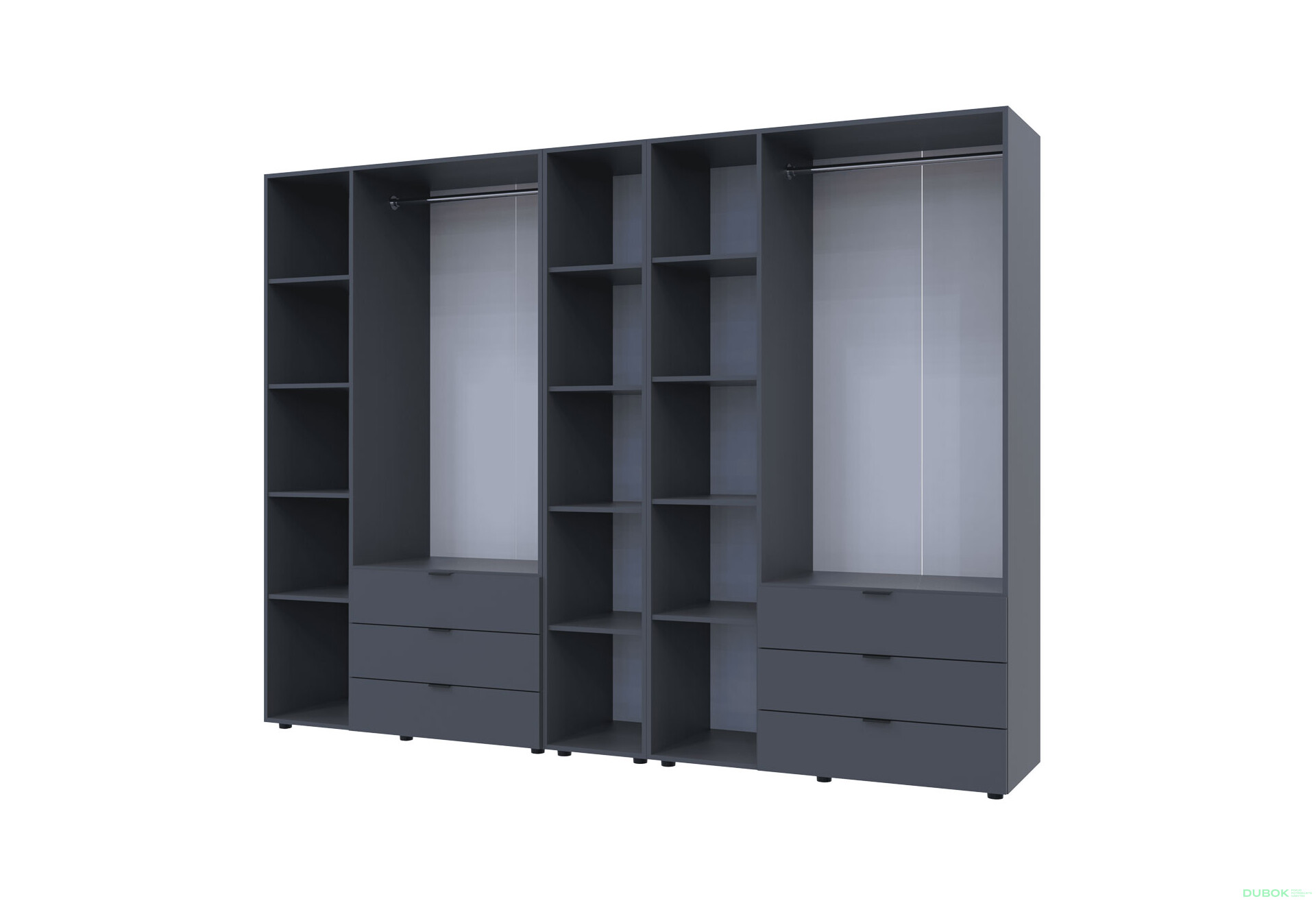 Skriňa šesťdverová s regálom Gelar 271 cm Grafit - Fotografia 5 Fotografia 5 - Skriňa šesťdverová s regálom Gelar 271 cm Grafit