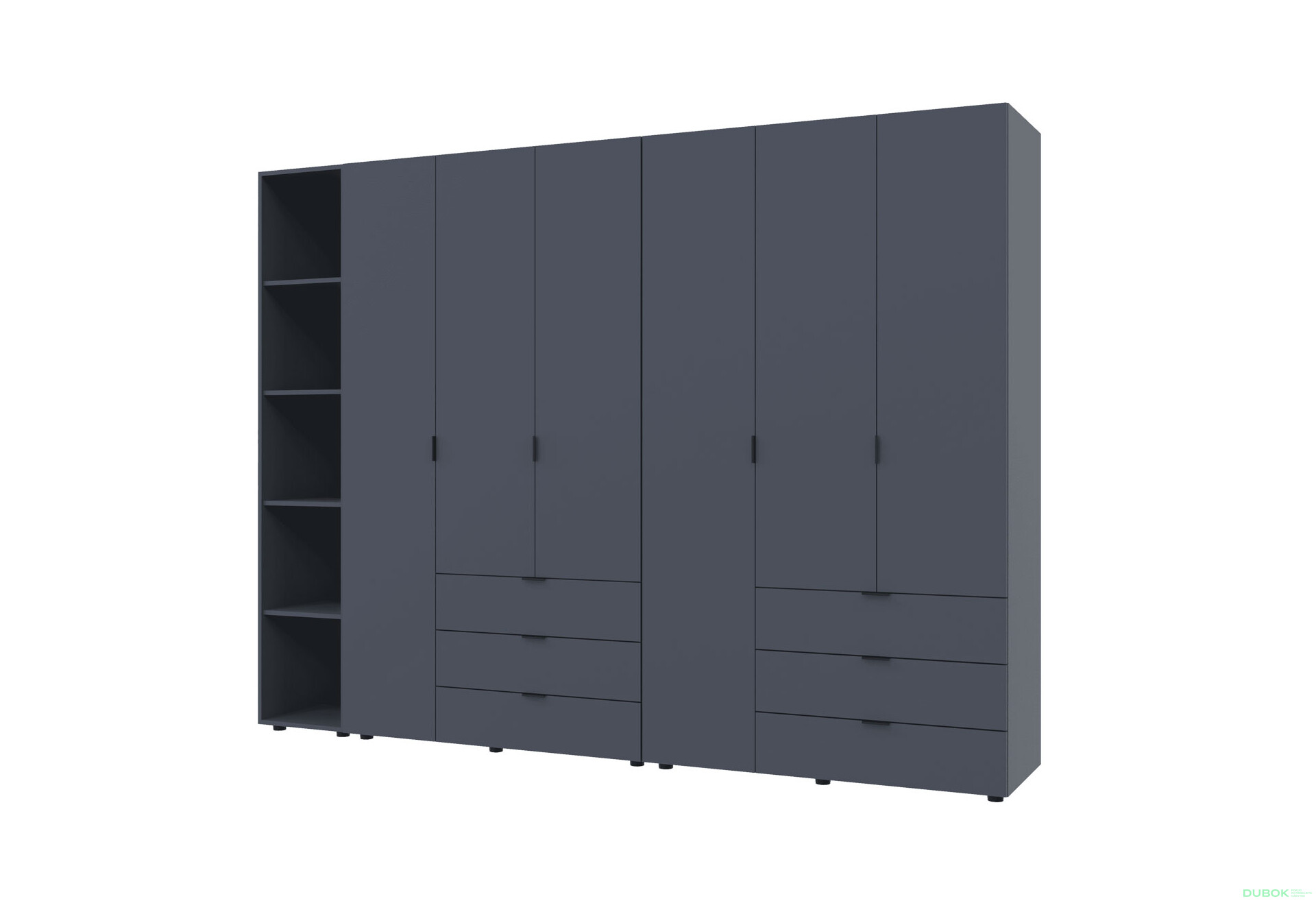 Skriňa šesťdverová s regálom Gelar 271 cm Grafit - Fotografia 4 Fotografia 4 - Skriňa šesťdverová s regálom Gelar 271 cm Grafit