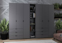 Skriňa šesťdverová s regálom Gelar 271 cm Grafit - Fotografia 2 Fotografia 2 - Skriňa šesťdverová s regálom Gelar 271 cm Grafit