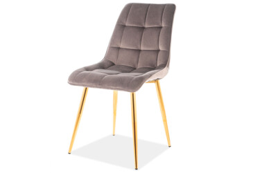 Stolička Chic Velvet šedý Bluvel 14, zlatý kov
