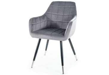 Stolička Nuxe Velvet šedý Bluvel 14, kov čierna / chrome