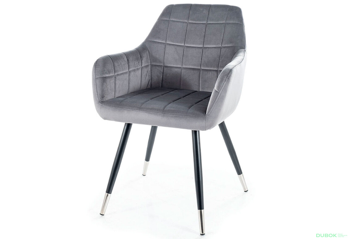 Stolička Nuxe Velvet šedý Bluvel 14, kov čierna / chrome