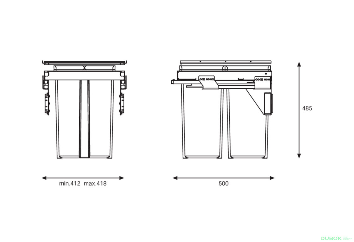 Fotografia 3 - Triedič 580 Gollinucci EVO do skrinky 450 mm vrátane výsuvného 2x29l antracit