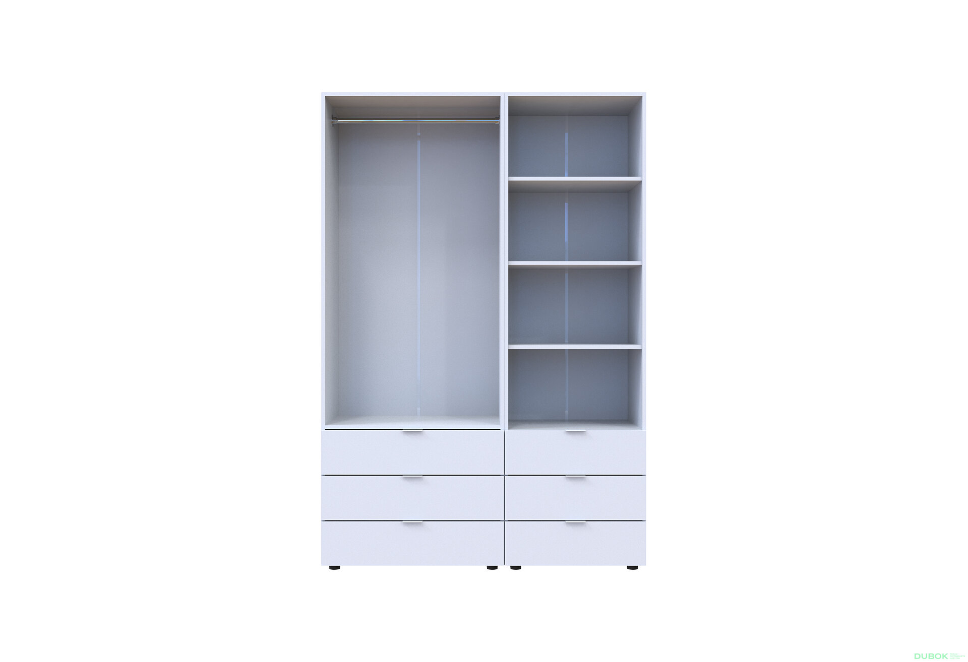 Fotografia 5 - Skriňa 2D s regálom s zásuvkami Gelar 137.5 cm biely