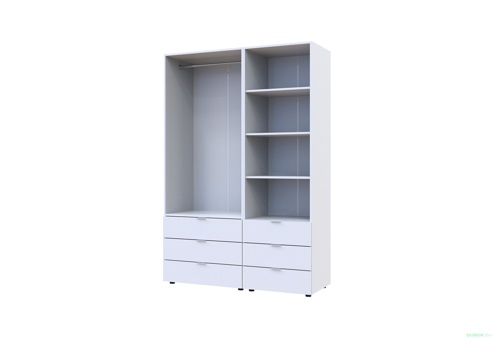 Fotografia 6 - Skriňa 2D s regálom s zásuvkami Gelar 137.5 cm biely