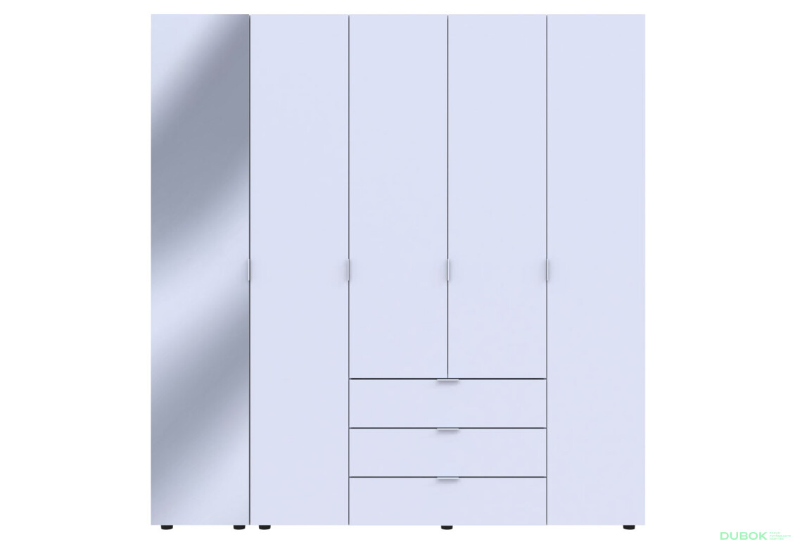Skriňa päťdverová so zrkadlom Gelar 193.2 cm Biela - Fotografia 3 Fotografia 3 - Skriňa päťdverová so zrkadlom Gelar 193.2 cm Biela