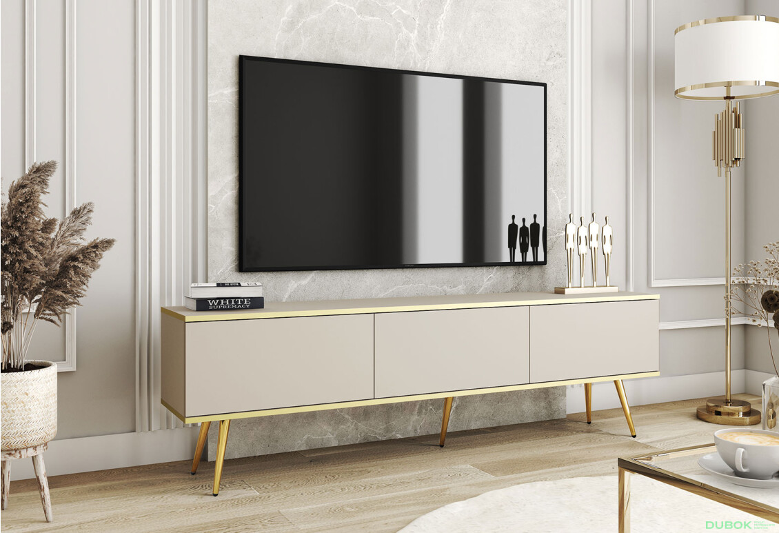 Fotografia 3 - TV stolík RTV 175 béžový, zlaté nohy Oro