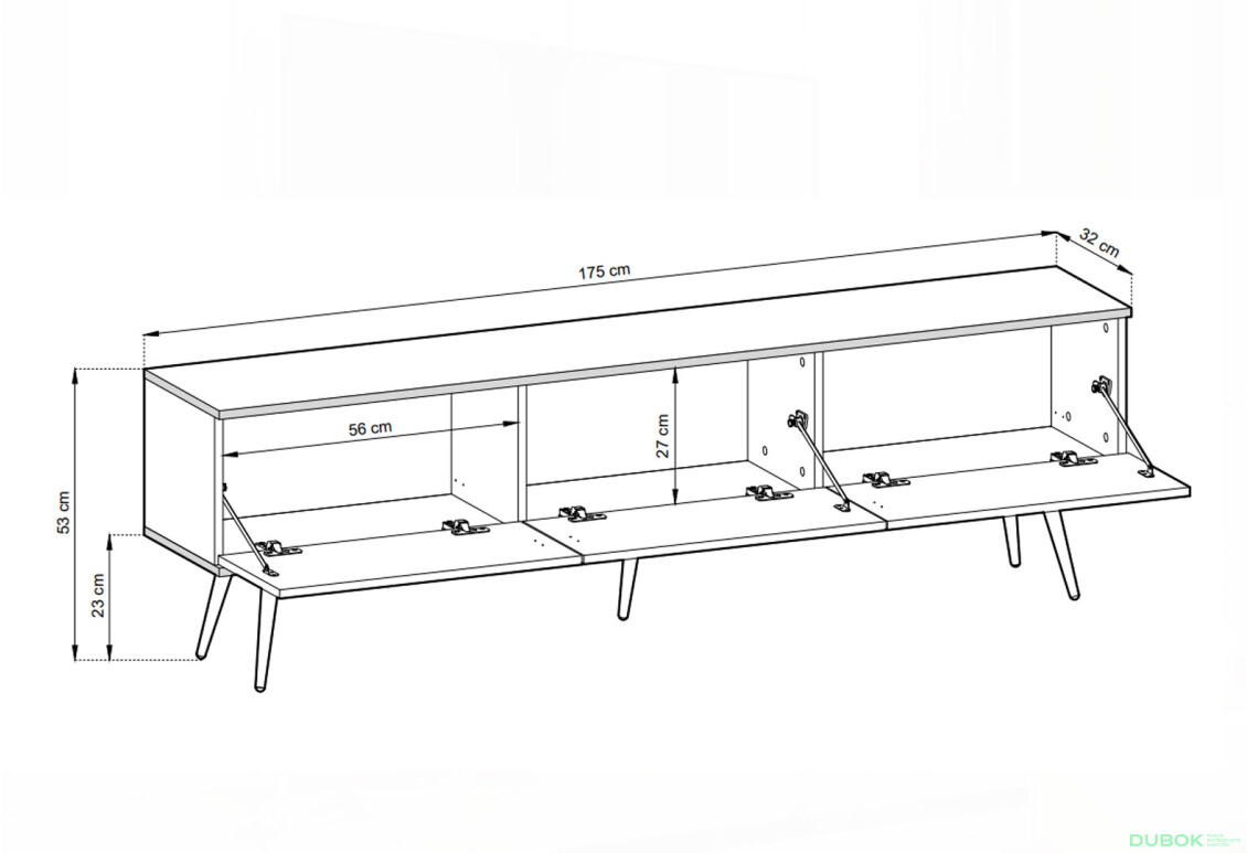 TV stolík RTV 175 béžový, zlaté nohy Oro - Fotografia 3 Fotografia 3 - TV stolík RTV 175 béžový, zlaté nohy Oro