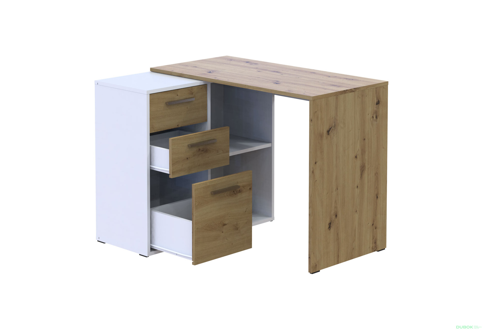 Písací stôl T8 biely / dub artisan 100x83x75 - Fotografia 5 Fotografia 5 - Písací stôl T8 biely / dub artisan 100x83x75