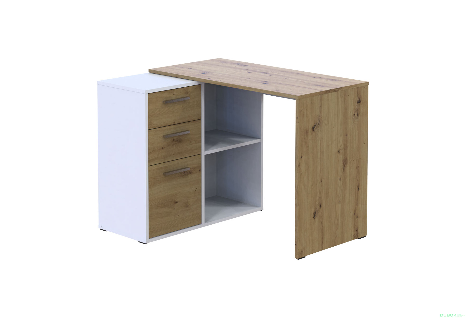 Písací stôl T8 biely / dub artisan 100x83x75 - Fotografia 6 Fotografia 6 - Písací stôl T8 biely / dub artisan 100x83x75