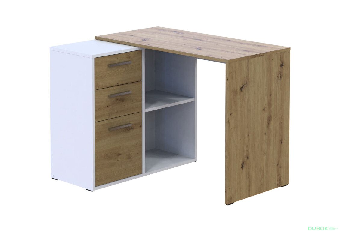 Písací stôl T8 biely / dub artisan 100x83x75 - Fotografia 6 Fotografia 6 - Písací stôl T8 biely / dub artisan 100x83x75