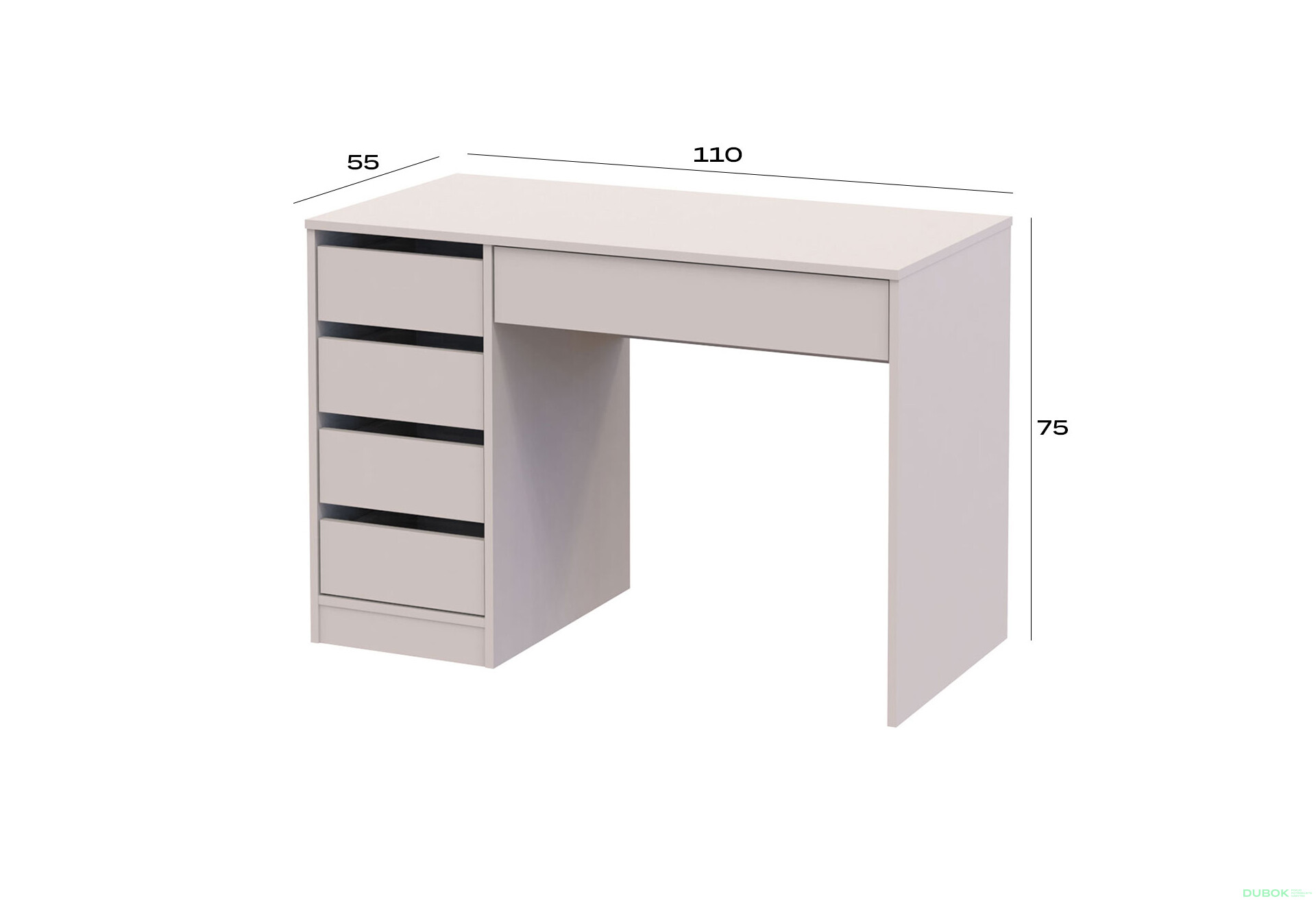 Písací stôl s ľavou montážou Profi 110 cm kašmír - Fotografia 7 Fotografia 7 - Písací stôl s ľavou montážou Profi 110 cm kašmír
