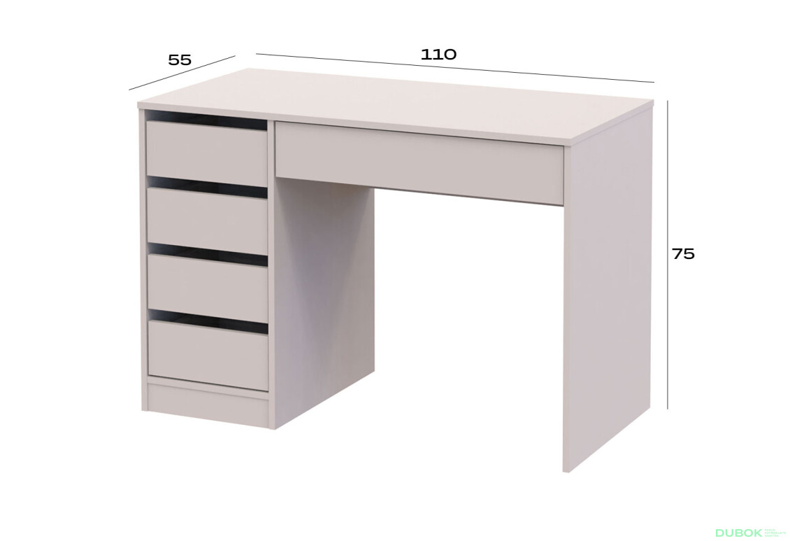 Fotografia 7 - Písací stôl s ľavou montážou Profi 110 cm kašmír