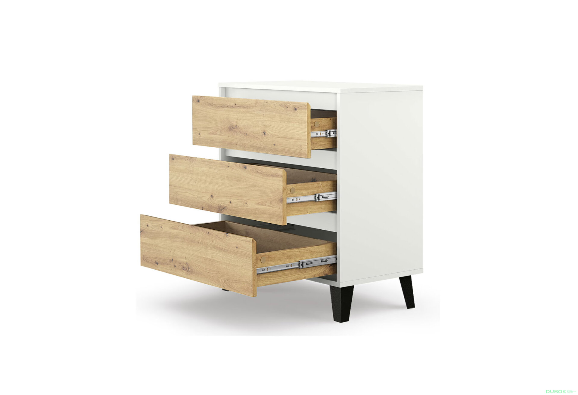 Fotografia 4 - Komoda Borg 3s/70 biela / dub artisan