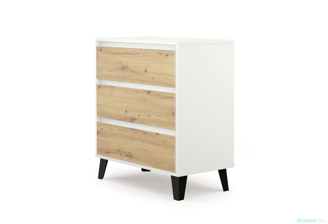 Fotografia 3 - Komoda Borg 3s/70 biela / dub artisan