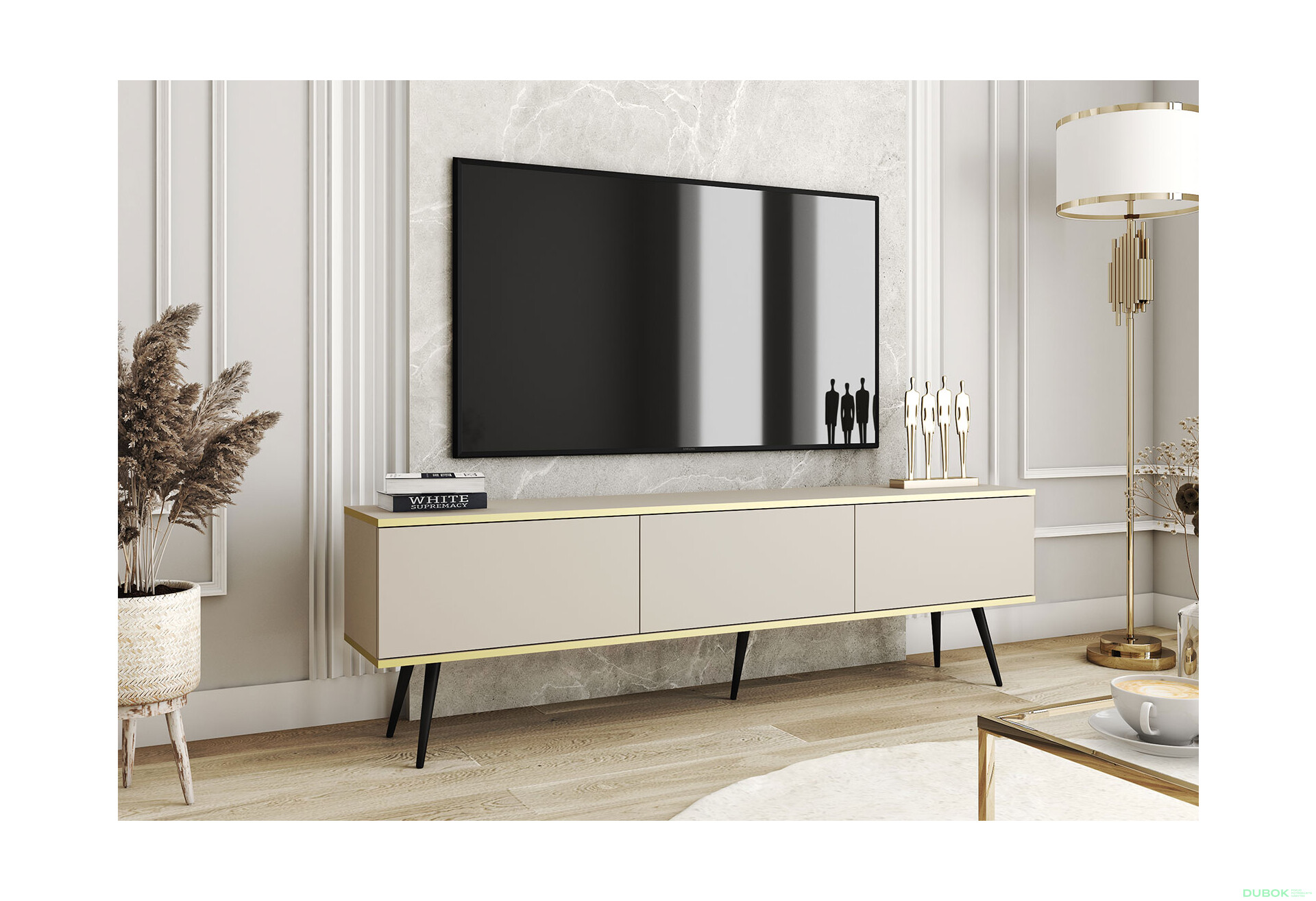 Fotografia 3 - TV stolík RTV 175 béžový, čierne nohy Oro