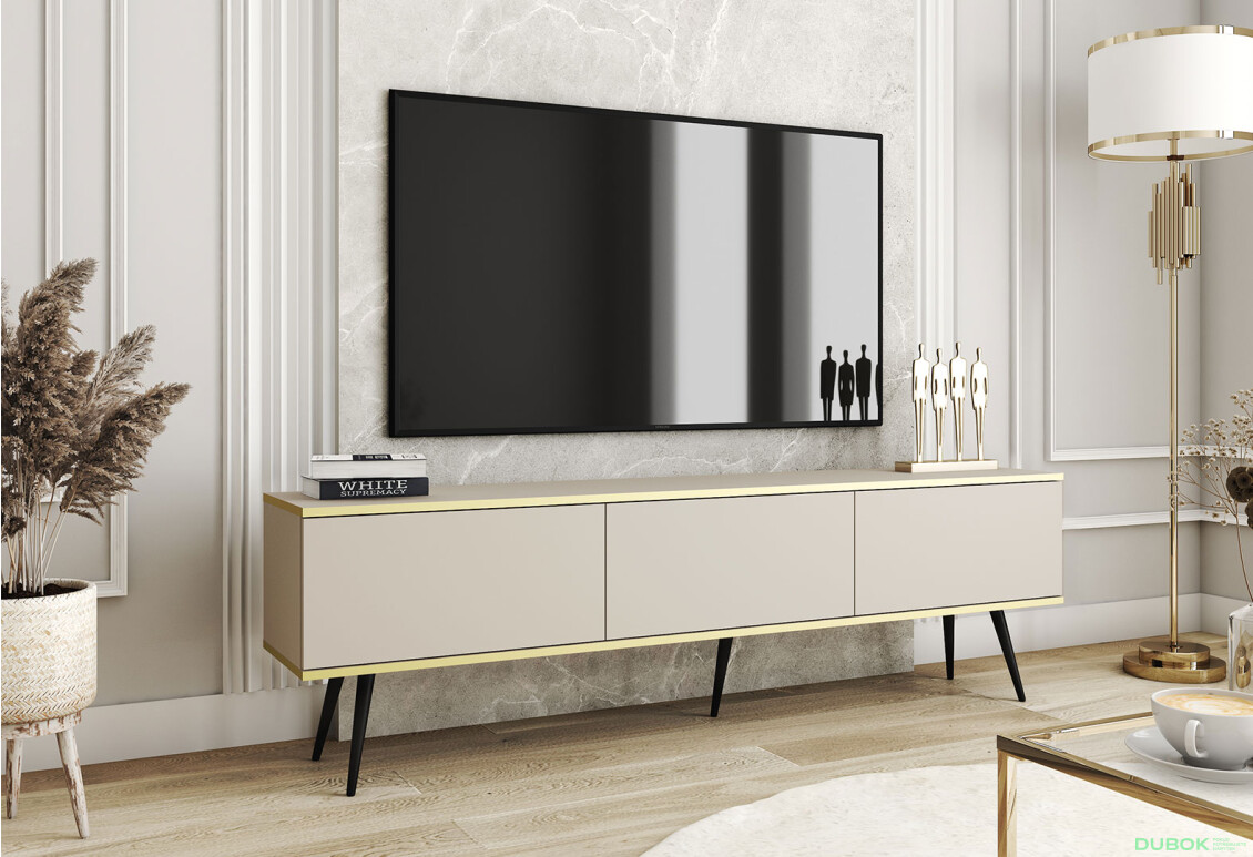 Fotografia 3 - TV stolík RTV 175 béžový, čierne nohy Oro
