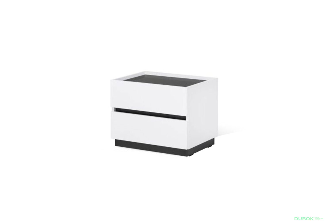 Nočný stolík 2šx biely supermat, antracit Duo