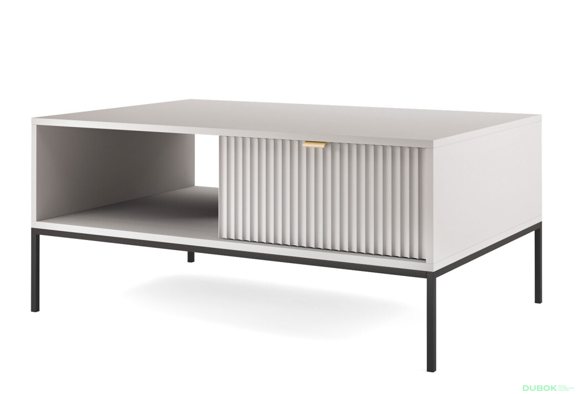 Konferenčný stolík L104 sivý Nova Čierne nohy / zlatý úchytky - Fotografia 1 Fotografia 1 - Konferenčný stolík L104 sivý Nova Čierne nohy / zlatý úchytky