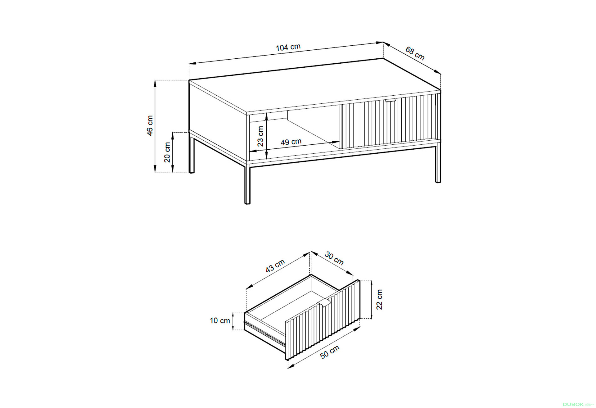 Konferenčný stolík L104 sivý Nova Čierne nohy / zlatý úchytky - Fotografia 4 Fotografia 4 - Konferenčný stolík L104 sivý Nova Čierne nohy / zlatý úchytky