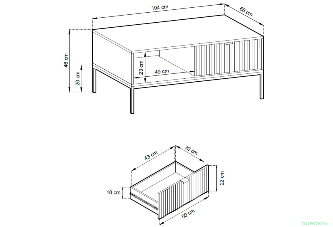 Konferenčný stolík L104 sivý Nova Čierne nohy / zlatý úchytky - Fotografia 4 Fotografia 4 - Konferenčný stolík L104 sivý Nova Čierne nohy / zlatý úchytky