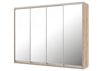 Skriňa s posuvnými dverami Komforto 4 zrkadlá 250x240x60 cm Dub sonoma