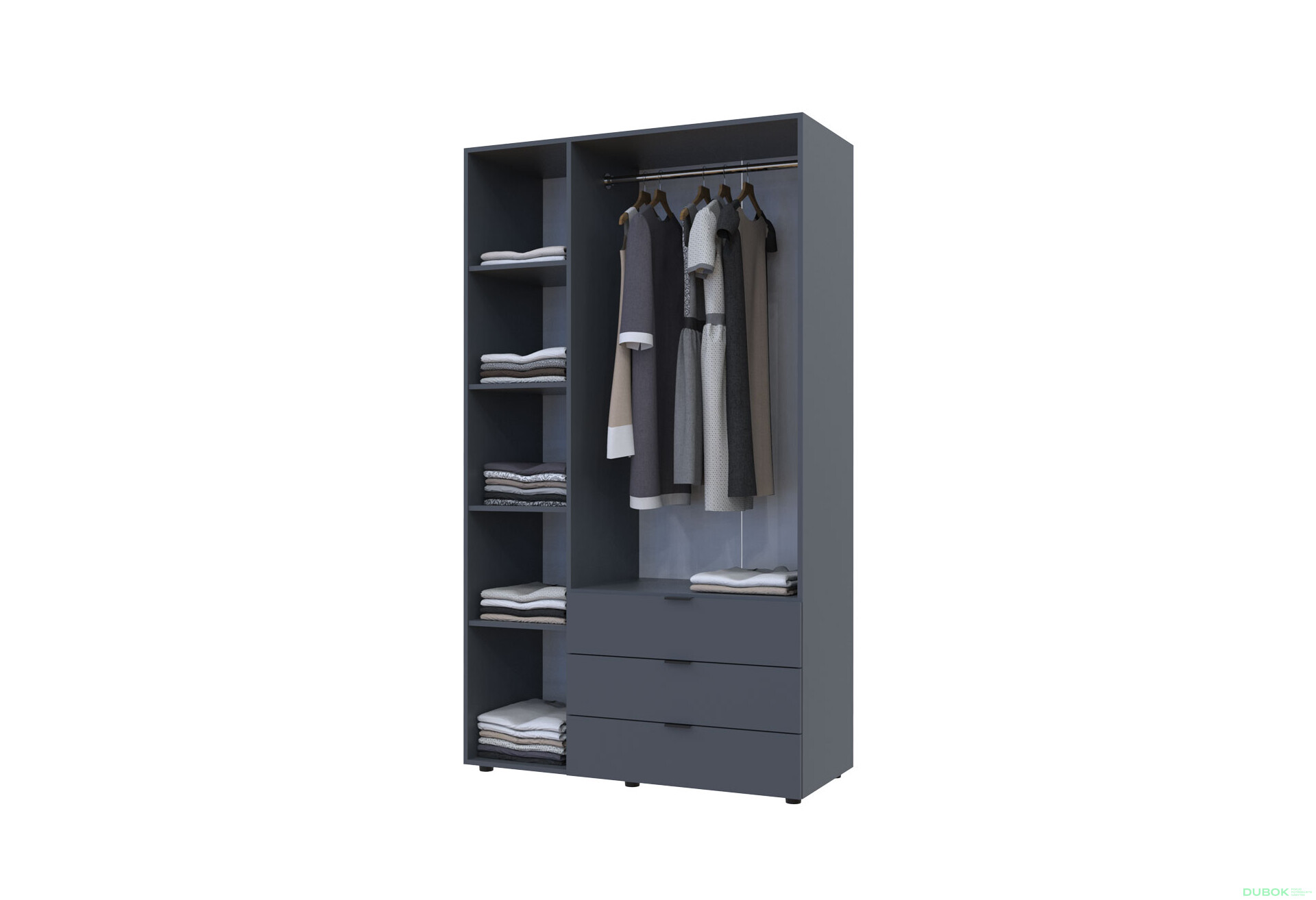 Skriňa trojdverová Gelar 116.2 cm Grafit - Fotografia 5 Fotografia 5 - Skriňa trojdverová Gelar 116.2 cm Grafit