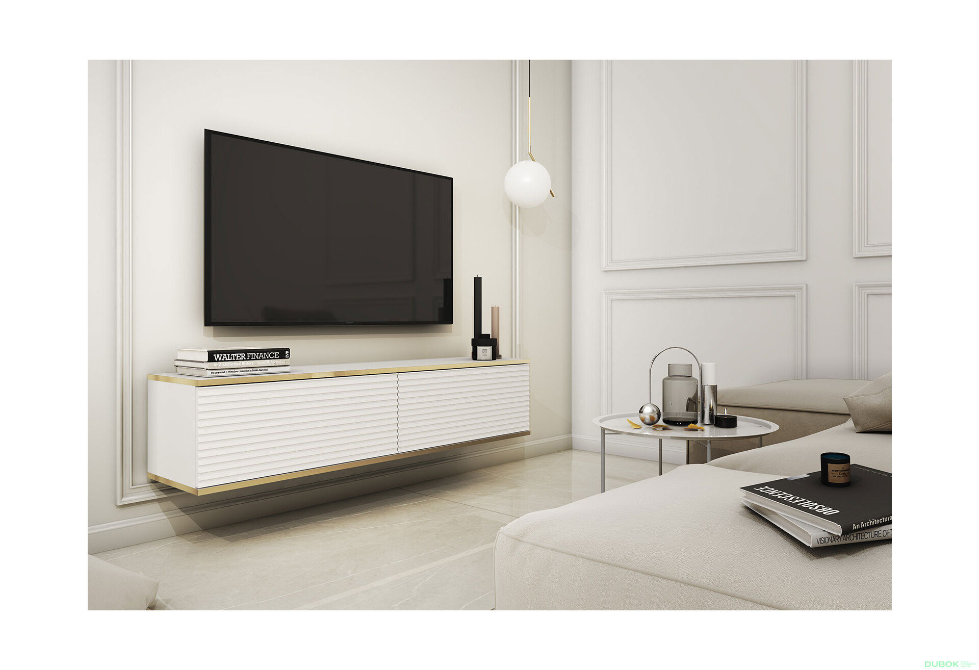 TV stolík RTV 135 MDF biely Oro - Fotografia 2 Fotografia 2 - TV stolík RTV 135 MDF biely Oro