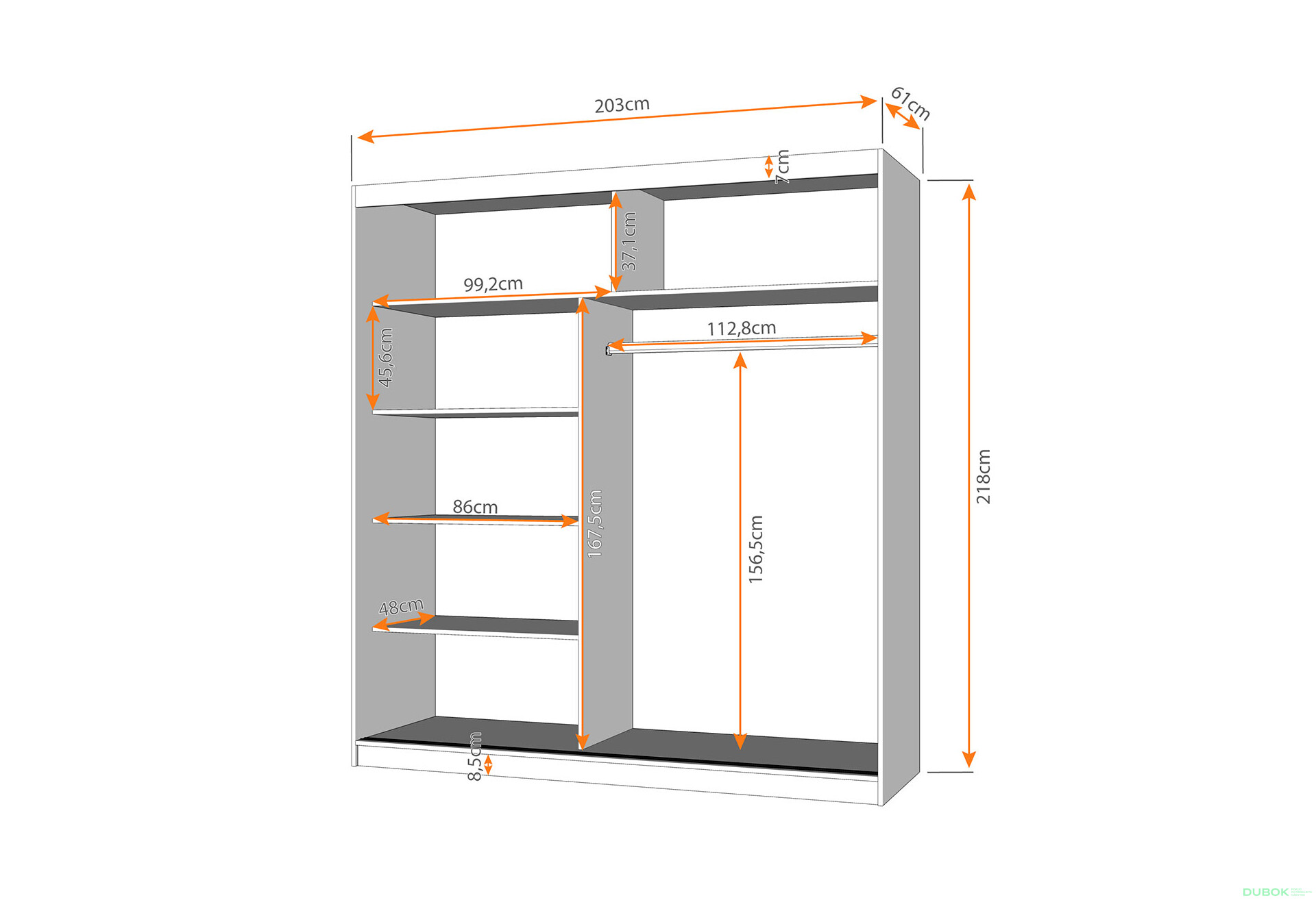 Fotografia 3 - Skriňa Multi 20, 203 čierna + fasáda biely lesk + zrkadlo