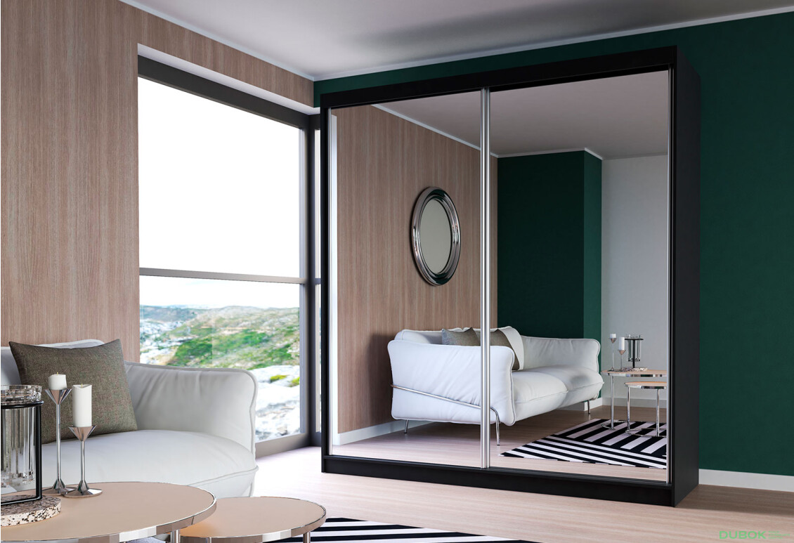 Fotografia 2 - Skriňa Multi 20, 203 čierna + fasáda biely lesk + zrkadlo