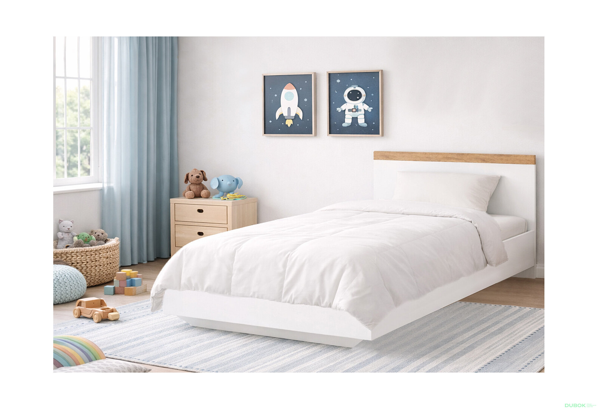 Fotografia 2 - Posteľ 120x200 biely / dub wotan Vigo