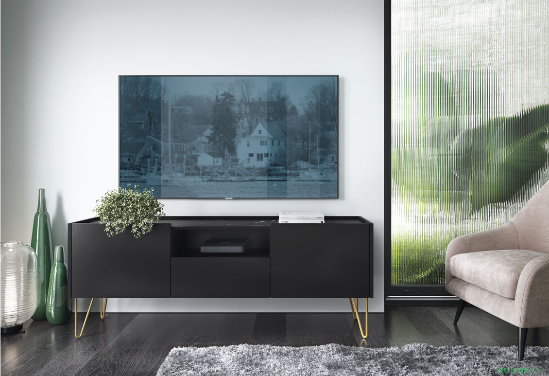 Fotografia 3 - TV stolík RTV 144 čierny grafit / čierny royal mramor Harmony