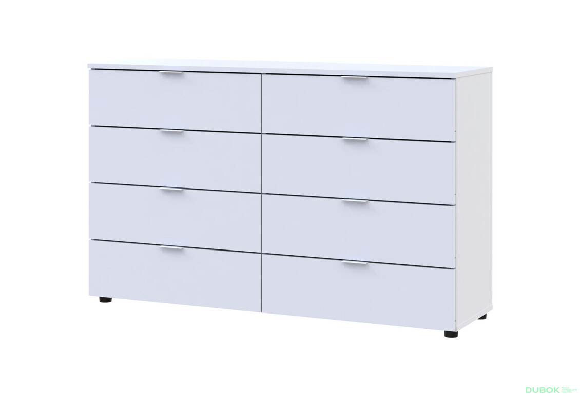 Komoda Ron 8 s 8 zásuvkami 130x38x81 biely - Fotografia 1 Fotografia 1 - Komoda Ron 8 s 8 zásuvkami 130x38x81 biely