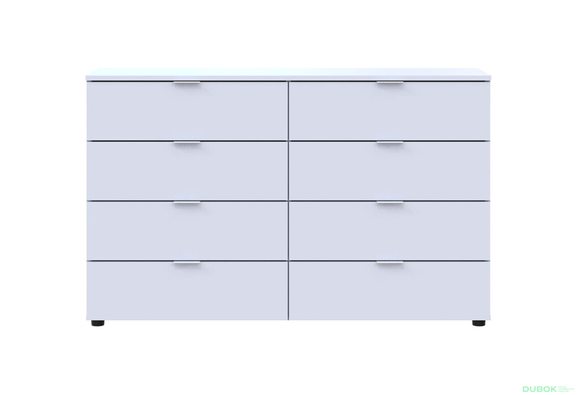 Fotografia 3 - Komoda Ron 8 s 8 zásuvkami 130x38x81 biely