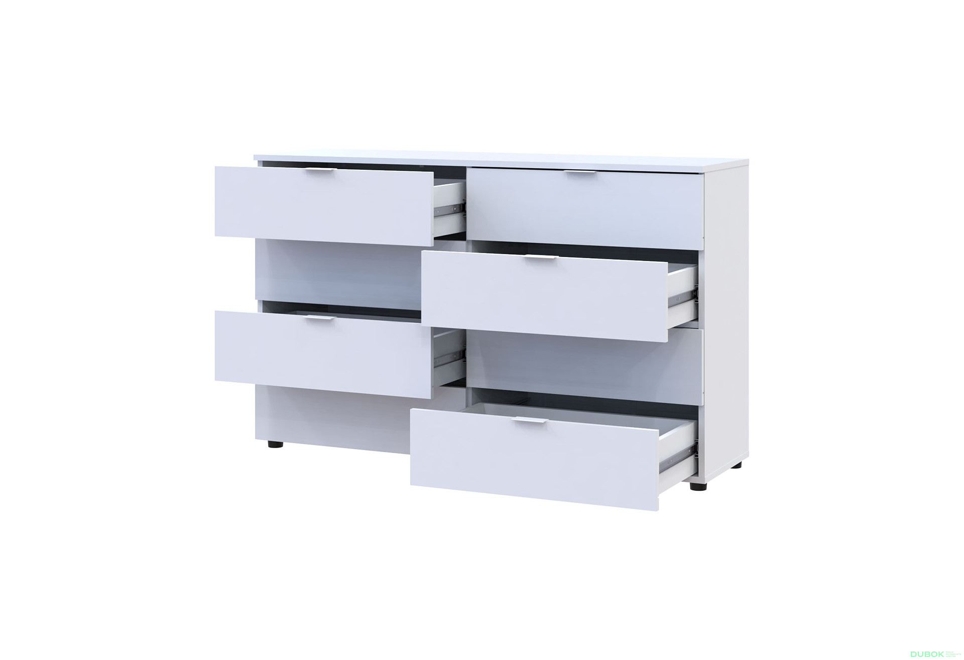 Komoda Ron 8 s 8 zásuvkami 130x38x81 biely - Fotografia 4 Fotografia 4 - Komoda Ron 8 s 8 zásuvkami 130x38x81 biely