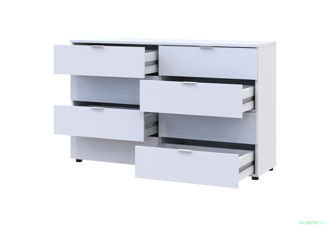 Komoda Ron 8 s 8 zásuvkami 130x38x81 biely - Fotografia 4 Fotografia 4 - Komoda Ron 8 s 8 zásuvkami 130x38x81 biely