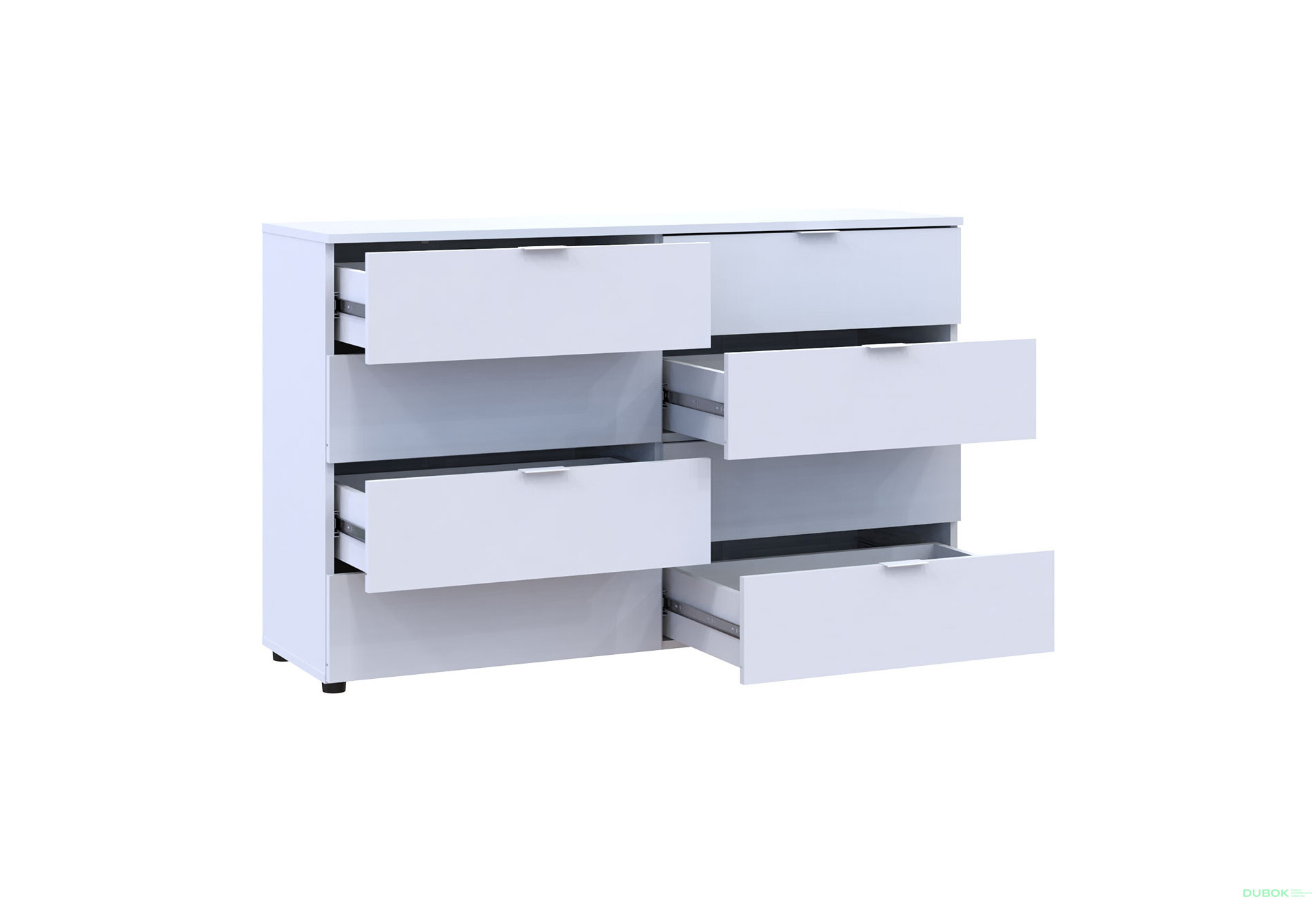 Komoda Ron 8 s 8 zásuvkami 130x38x81 biely - Fotografia 5 Fotografia 5 - Komoda Ron 8 s 8 zásuvkami 130x38x81 biely